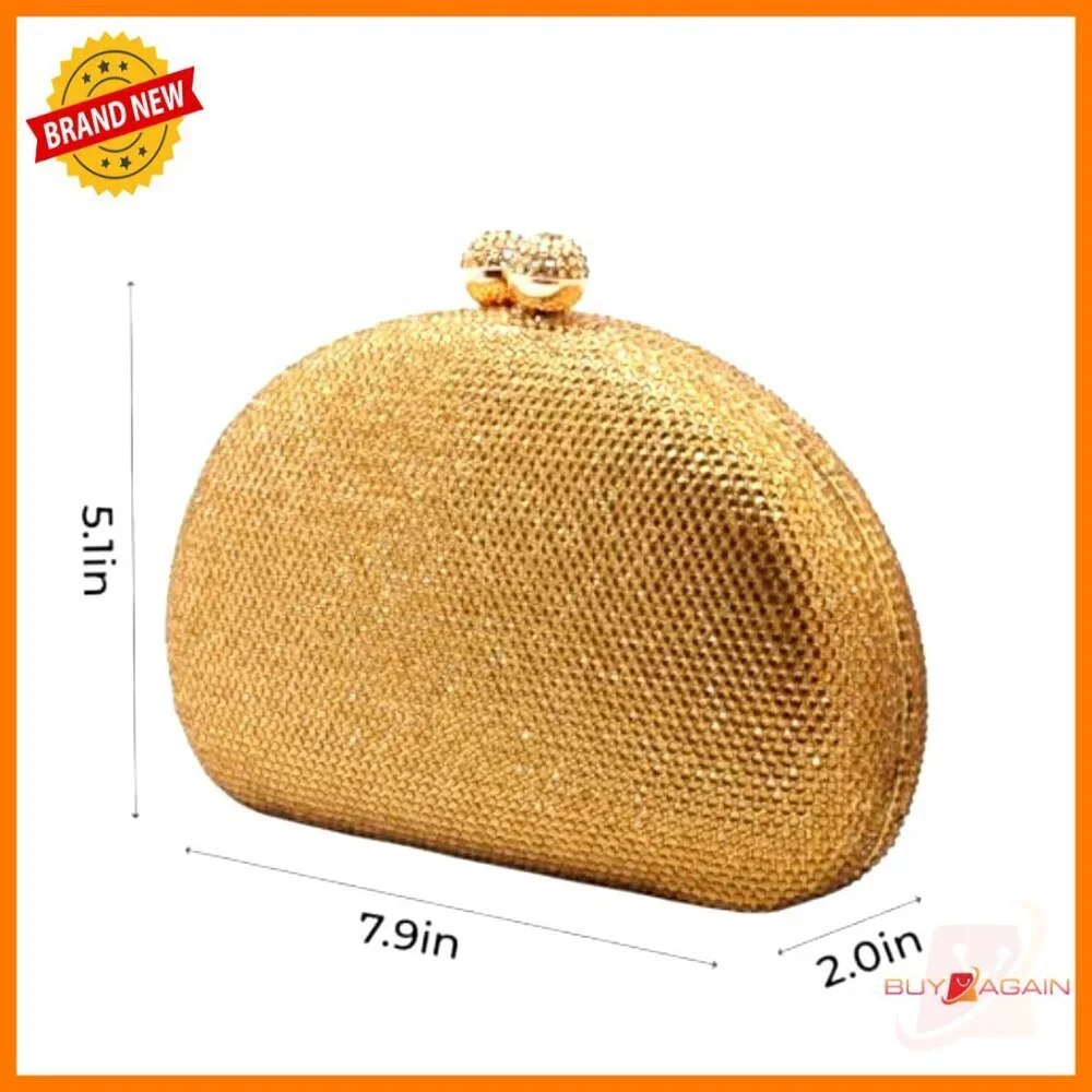 Sparkly Rhinestone Evening Clutch Shell Design Removable Strap Wedding Prom